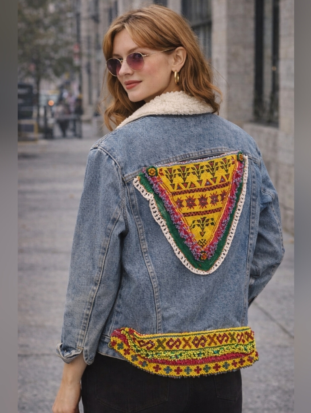 Crazy Cool Vintage Wrangler Jean Jacket with Custom Beading.
